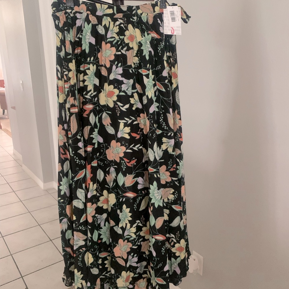 LulaRoe DeAnne black multi color maxi skirt